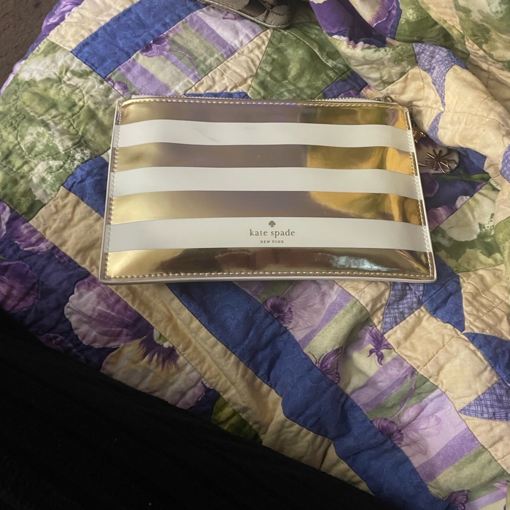 Kate Spade Gold and White Clutch